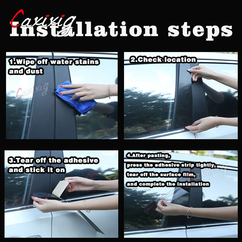 Door 6Pcs Window Car Pillar Posts Trim Covers Stickers Glossy Black For 5 Series E60 4Dr 2003-2010 ddmysmile Accessories Smile