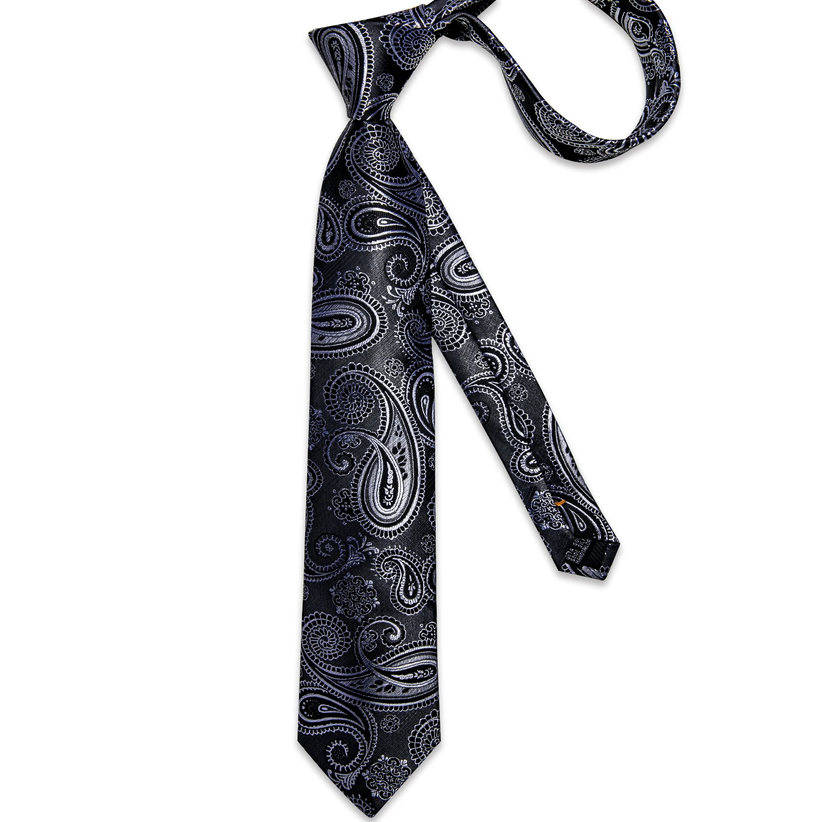 Sier Black 2023 And New Paisley Silk Ties For Men Wedding ddmysmile Groom Accessories 8Cm Necktie Handkerchief Cufflinks Gift Smile