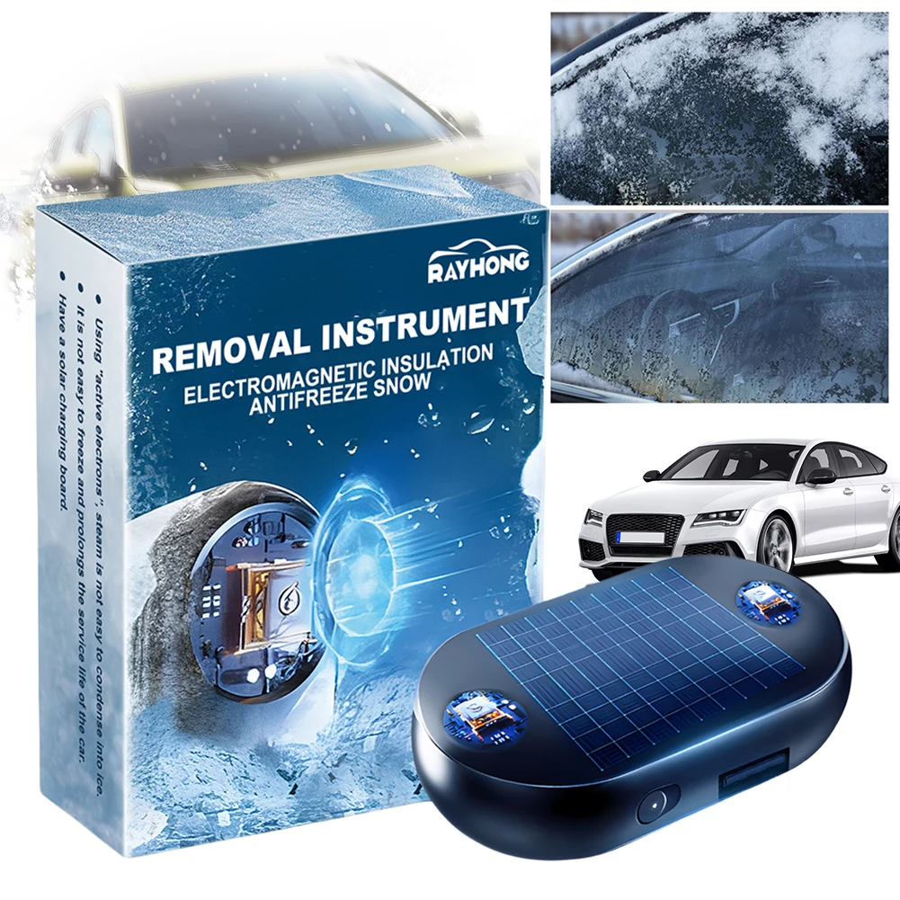 3-1pc Car Solar/USB Winter Antifreeze Instrument Windshield Snow Removal Car Window Glass Deicing Electrons Interference Antiice smile