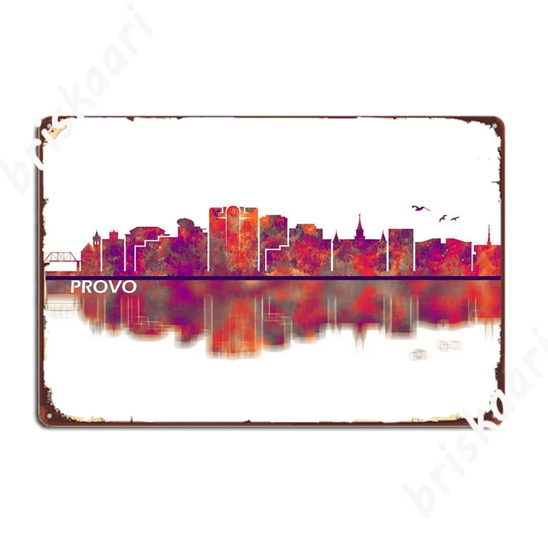 Metal Skyline Provo Utah Plaque ddmysmile Poster Pub Garage Plaques Wall Pub Vintage Tin Sign Poster Smile