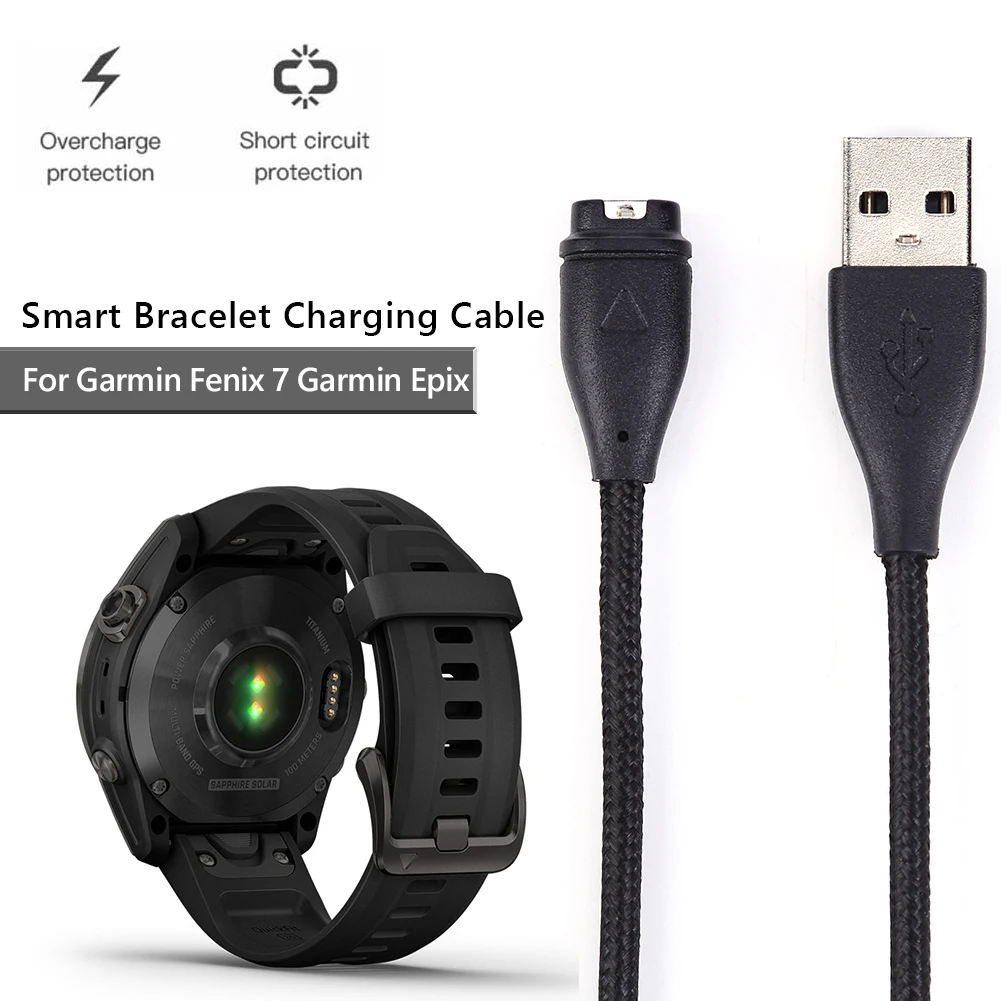 Fast 1m Charging USB Cable Data Cord Charger For Garmin Fenix 7 7S 7X 6S 6X 5 5S 5X Forerunner245 Venu 2 2S Vivoactive 3 4 4S smile