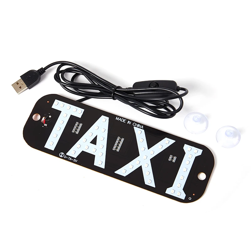 12V LED Car Taxi Cab Indicator Energy Saving Long Life Lamp Windscreen Sign Windshield Light Lamp USB Cable with On/Off Switch