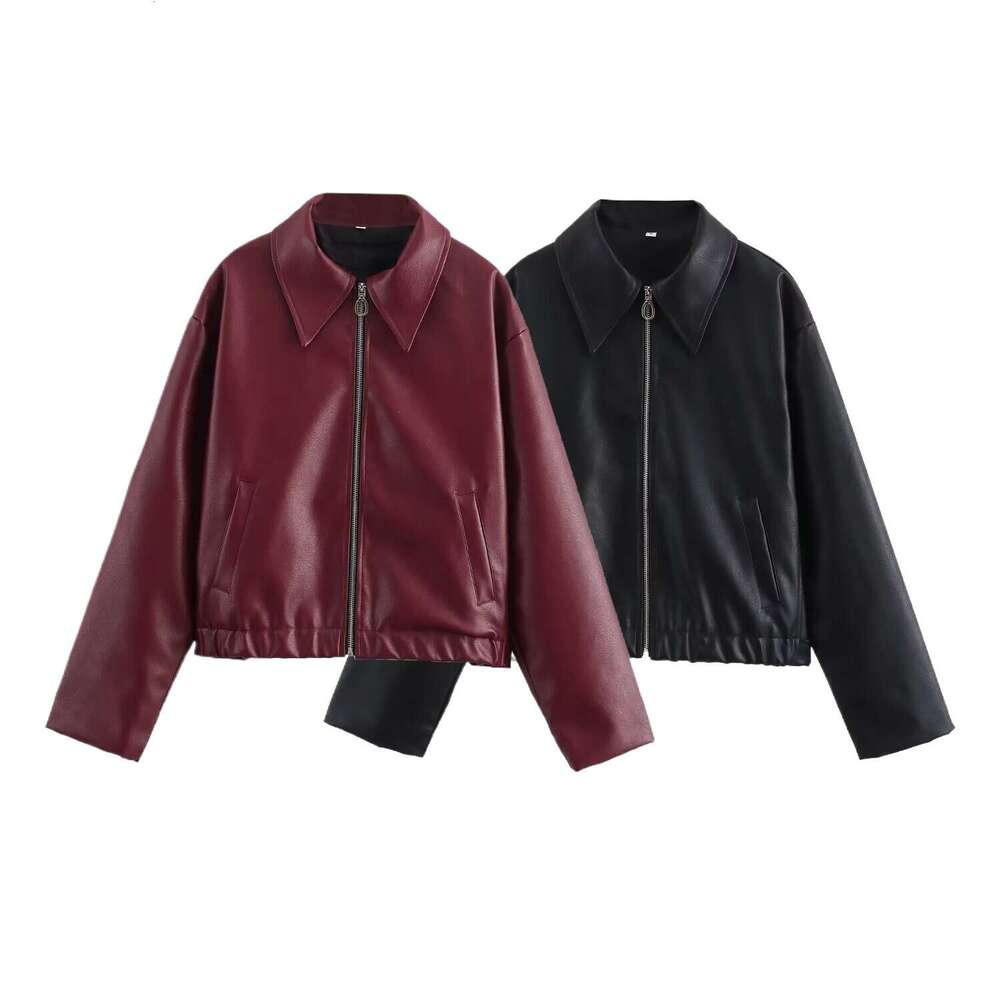shanshi leather jacket women Autumn New Women's Fashion Imitation Slim Fit Motorcycle Jacket Leather Coat Women