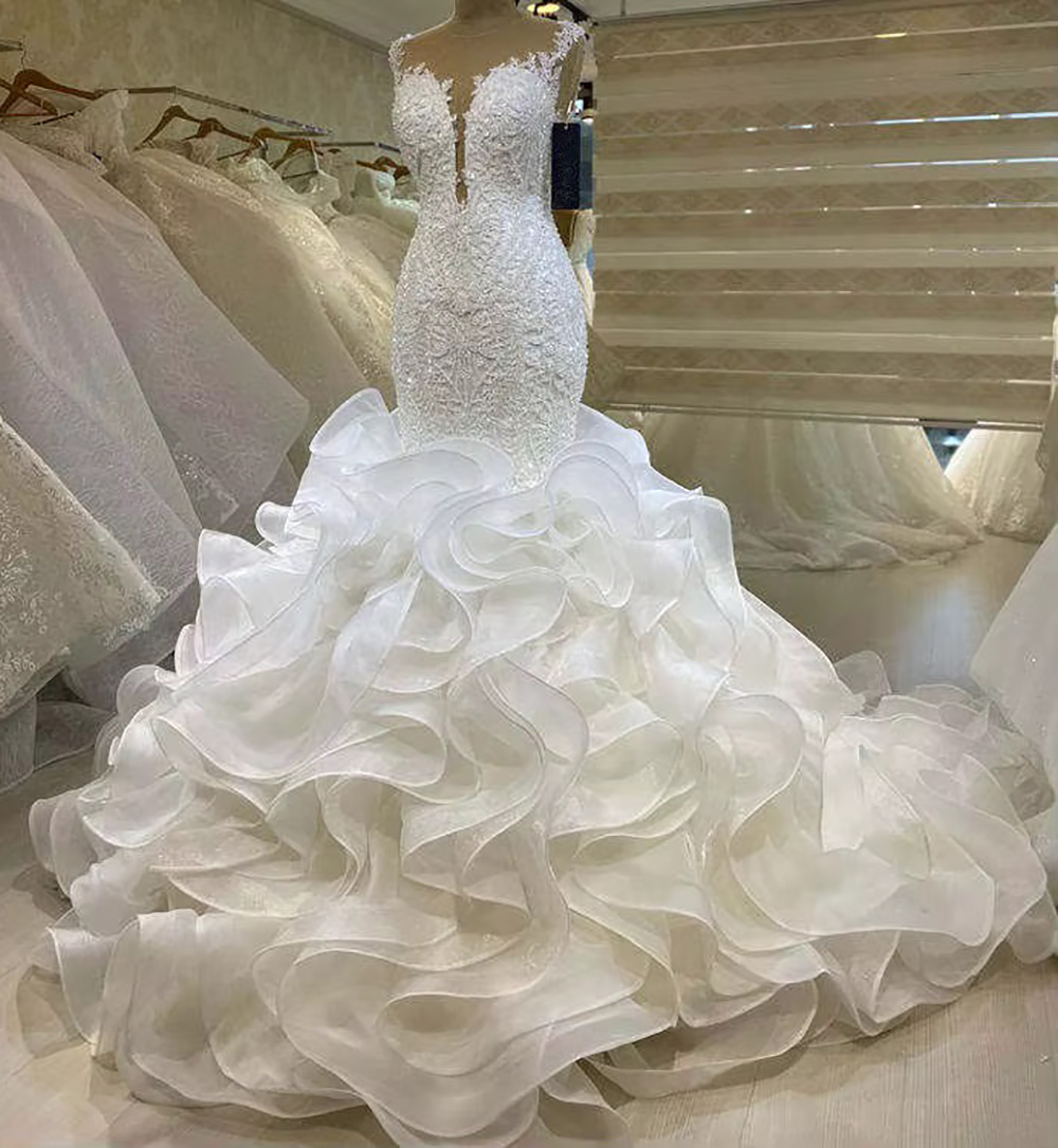 Exquisite Custom Made Plus Size Long Sleeve A-Line Wedding Dress with Trail & Chic Details for Modern Brides Free shipping Free shipping