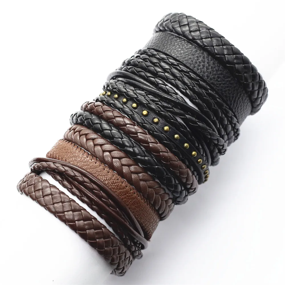 Handmade Pcs/Set Ethnic 10 Weave Charm Wrap Leather Bracelets For Women Bangles Femme Homme Male ddmysmile Jewellery Smile