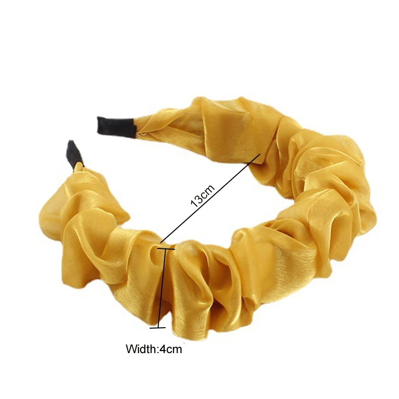 Ruched TwinkLei Vintage Organza Fold Headband for Women Korean Girls Bezel Hair Hoop Spring Summer Headwear Hairband Accessories smile
