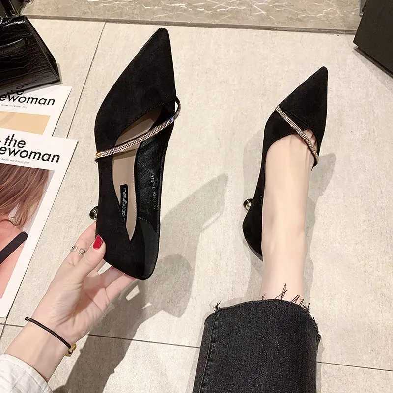 Four Seasons Wens Suede High H 2024 New Pointed High Heels Fi Sexy Black Wedding Shoes Off Lady Shoes Y250319