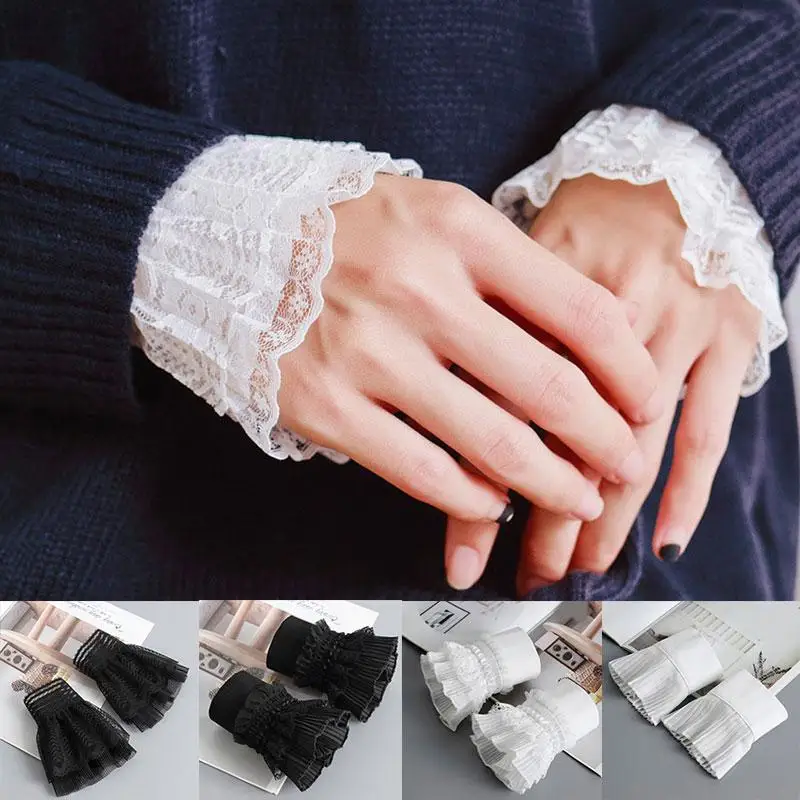 Cuffs Temperament Exquisite ddmysmile Lace Fake Sleeves Hand Sleeves Cuffs Women Detachable Shirt False Sleeves Scar Sleeves Lace Ruffles Smile