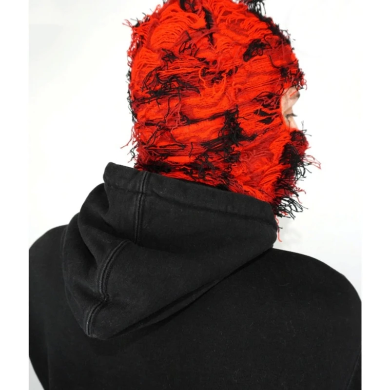 Fleece Fuzzy Balaclava Distressed Knitted Caps Full Face Ski Mask Men Camouflage Balaclava Ski Balaclava Beanies Men Hat Outdoor