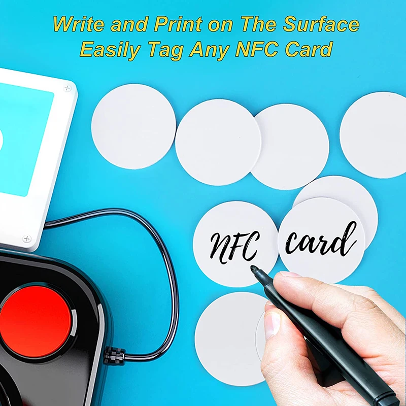 Round 50/100pcs NTAG215 NFC Coin Tags 13.56MHz Ntag215 Blank White Card Label RFID Ultralight Labels 25mm Diameter