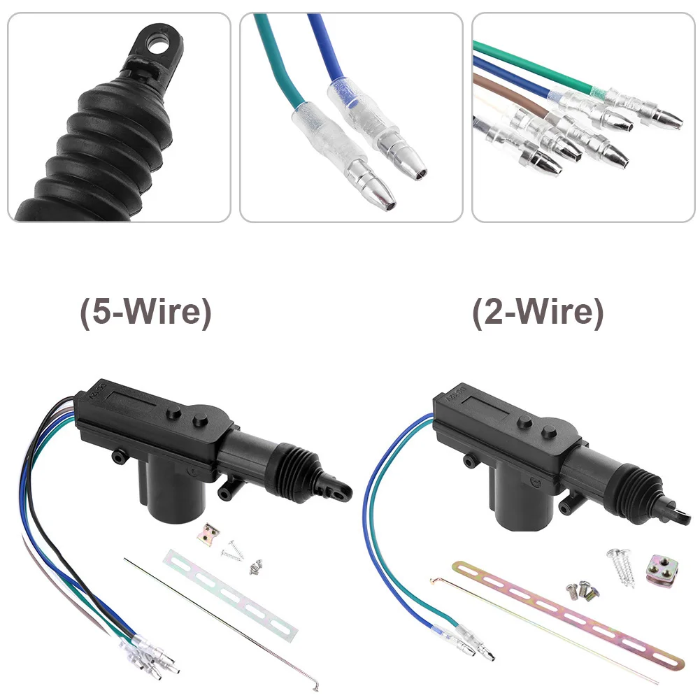 Wire Universal Car 2/5 Electric Remote Central Door Lock Actuator Auto 12V Heavy-Duty Power Locking System Single Gun Type Kit smile
