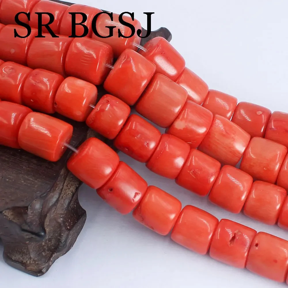 Column Orange Sea Bamboo Coral Bead Exquisite Cylindrical Loose Bead Used for Making DIY Jewelry Accessorie 241108