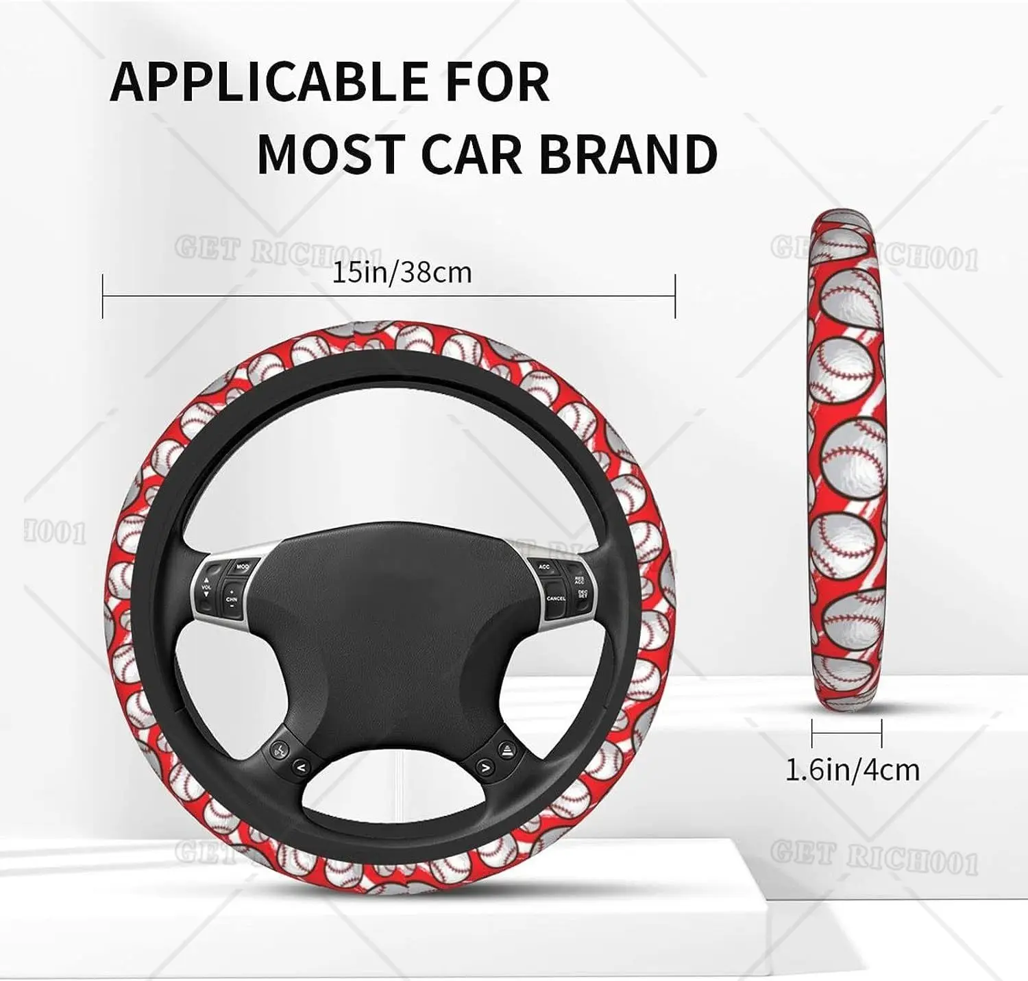 Wheel Baseball Car Steering Cover for Women Men Universal 15 Inches Anti-Slip Breathable Auto SUV Accessories Wheel Cover smile