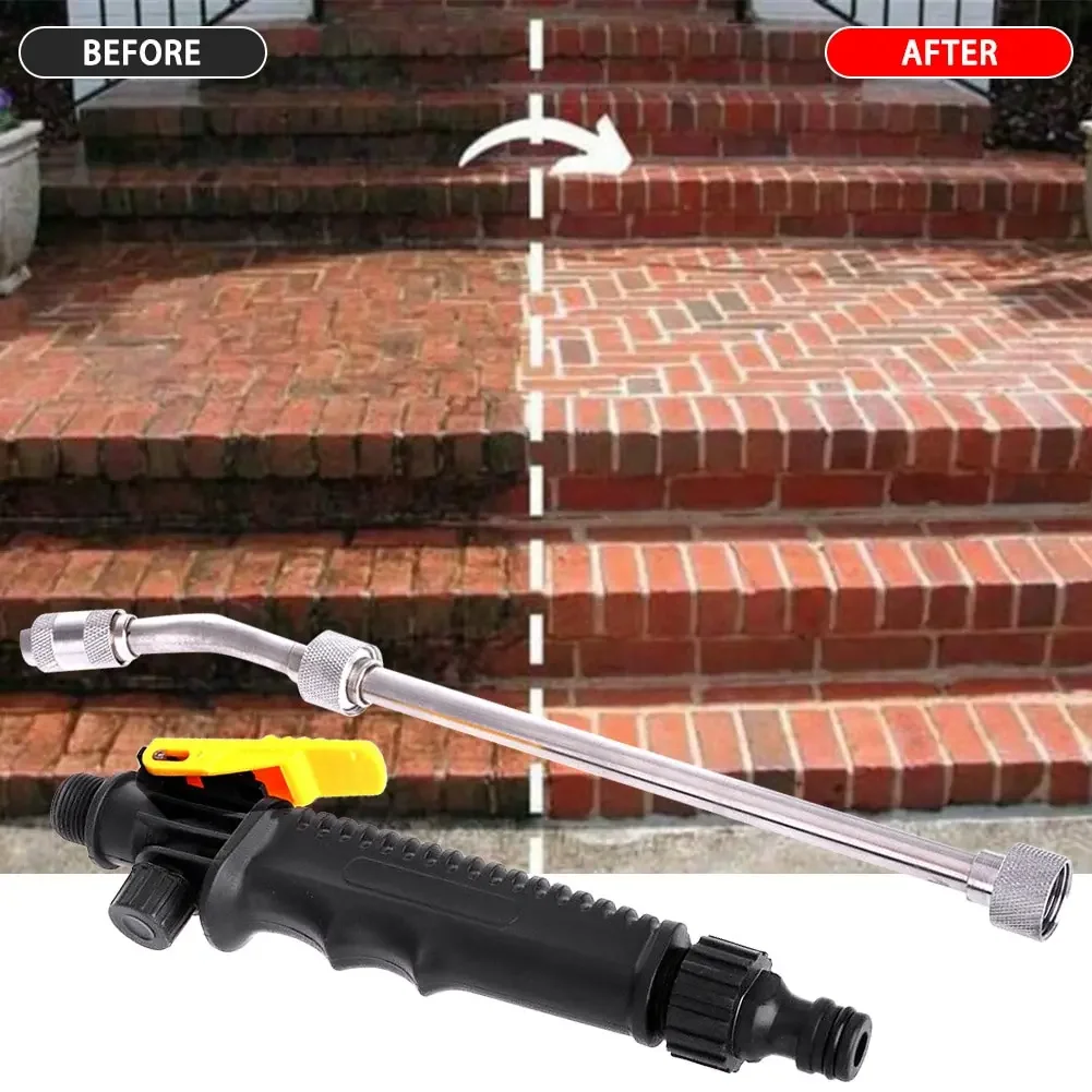 48cm High Pressure Water Cleaning Gun Car Beauty Washing Washer Tool Kit with Adjustable Nozzle Foam Bottle for Garden Wood