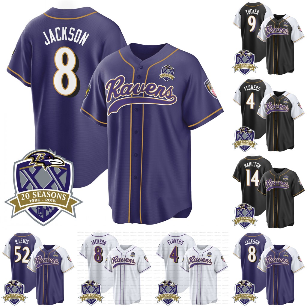 2024 Raven Derrick Henry Baseball Jersey Lamar Jackson Justin Tucker Mark Andrews Zay Flowers Ed Reed R.Lewis Marlon Humphrey