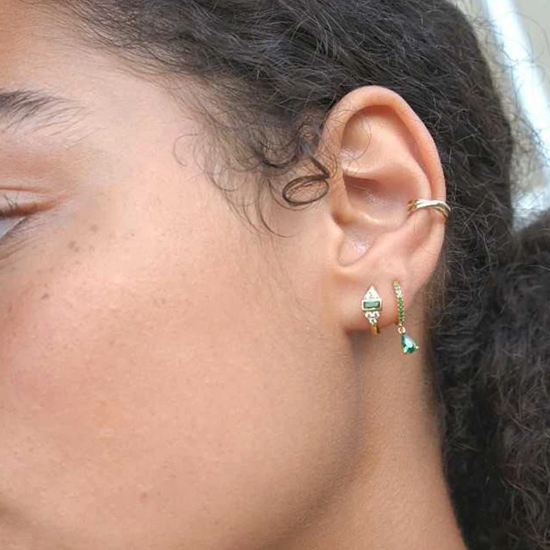 Gem Red CANNER Green Earrings Sier Earring For Women Hoop Earrings Gold Hie Wedding Party Jewelry Gift Kolczyki smile