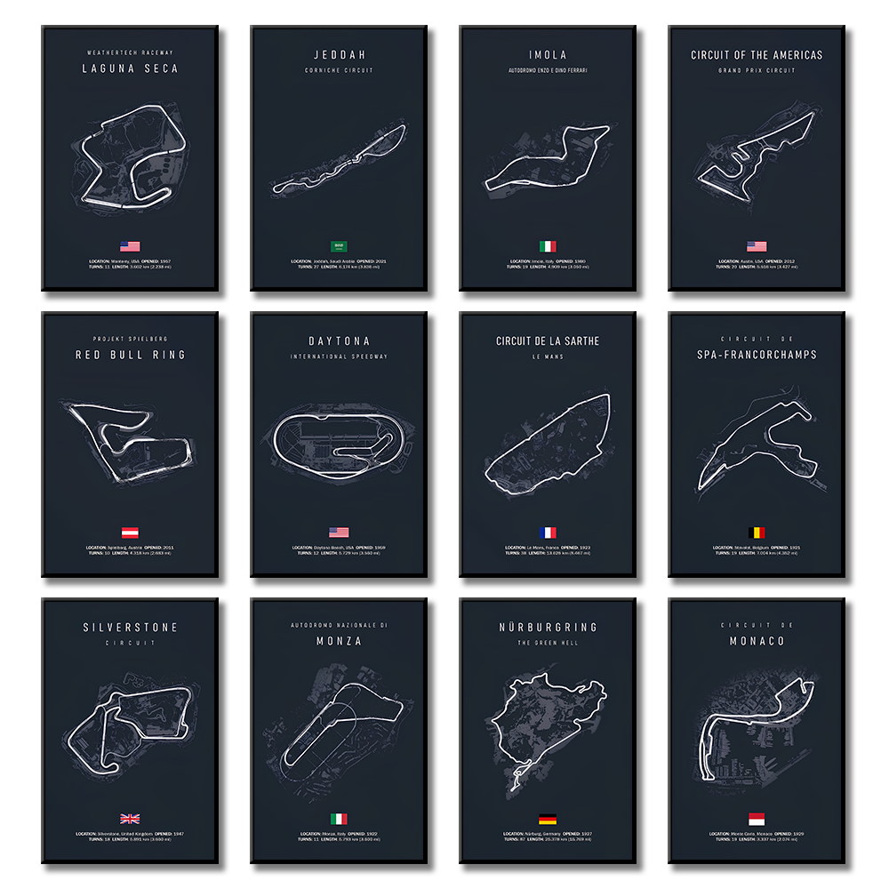 Monaco Track Formula F1 Circuit Canvas Painting Wall Art Nordic Poster Aesthetic Motorsport Race Picture for Home Decoration