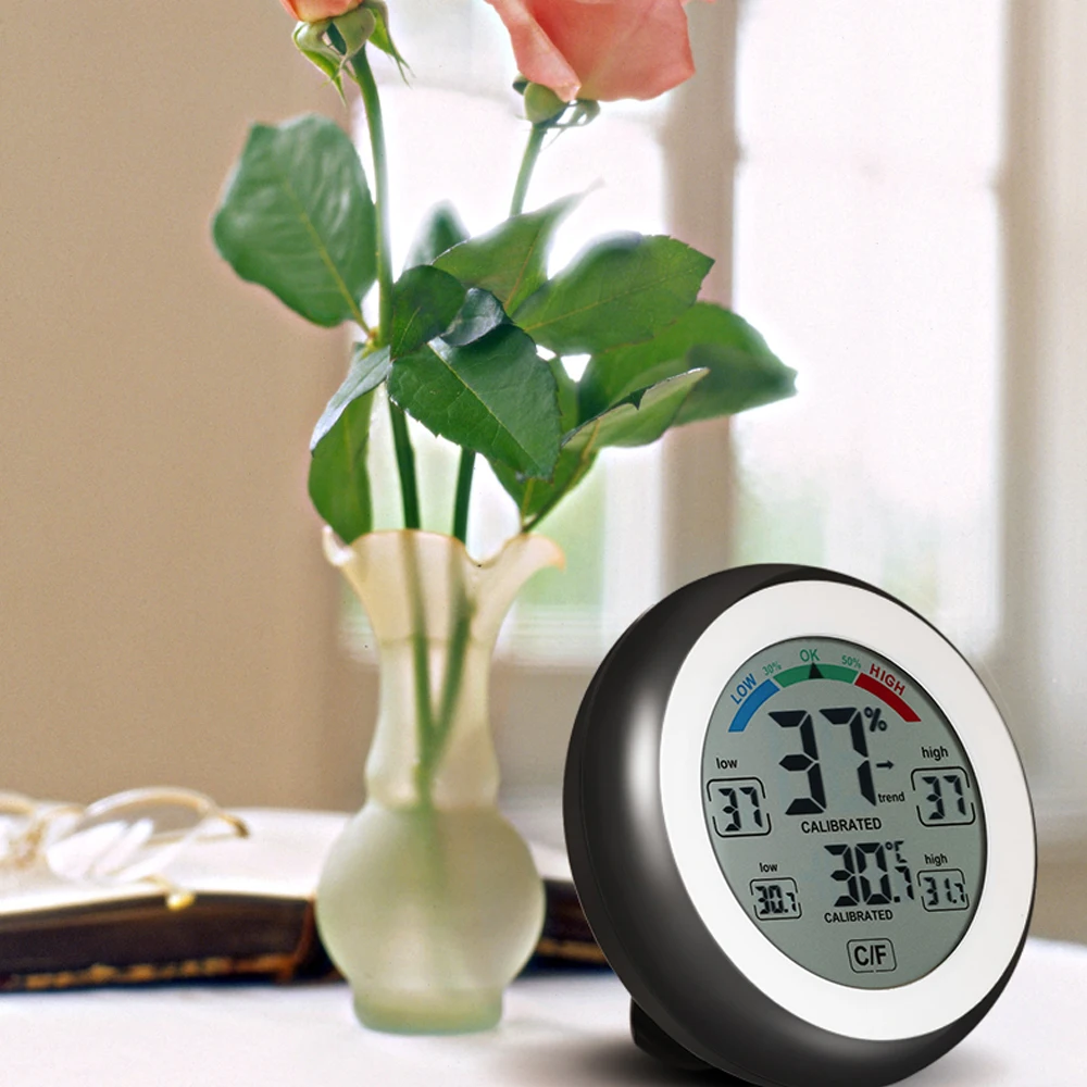 Thermometer °C/°F Hygrometer Digital Temperature Humidity Meter Max Min Value Trend Display smile °C/°F
