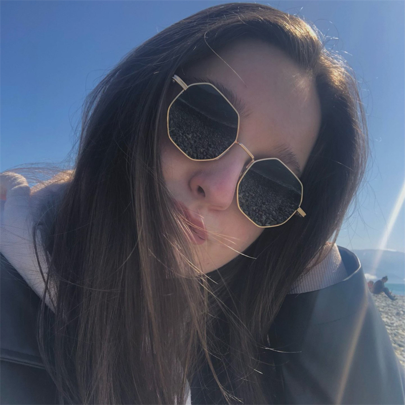 Fashion Retro Sunglasses Classic Metal Polygonal Sunglasses Sunglasses Octagon Glasses Y2K CAVALLO BIANCO