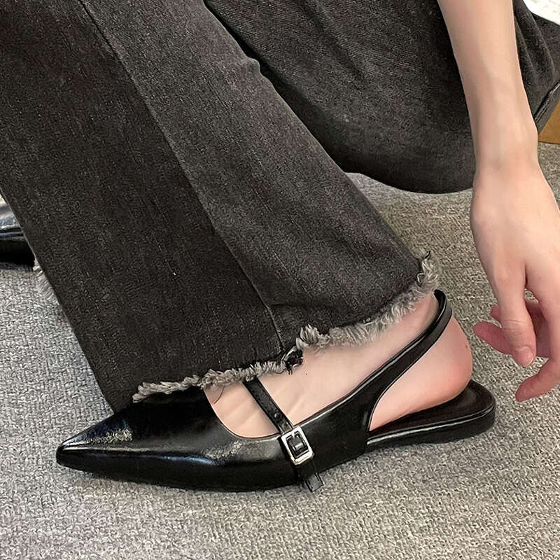 New Design Veet Moccasins Fashion Pointed Toe Loafers Ladies 2024 Spring Black Ballet Flat Shoes Women Sandals