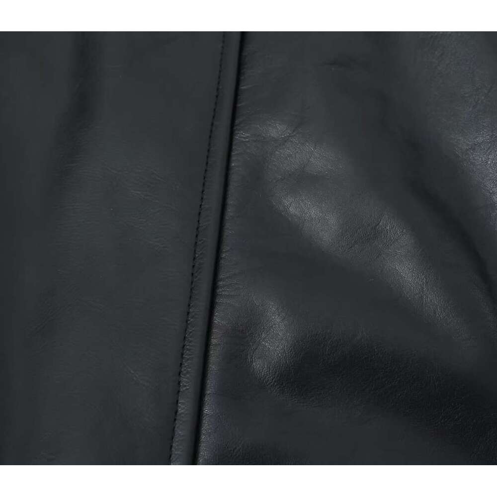 shanshi leather jacket women Autumn New Women's Fashion Round Neck Leather Pocket Jacket Coat
