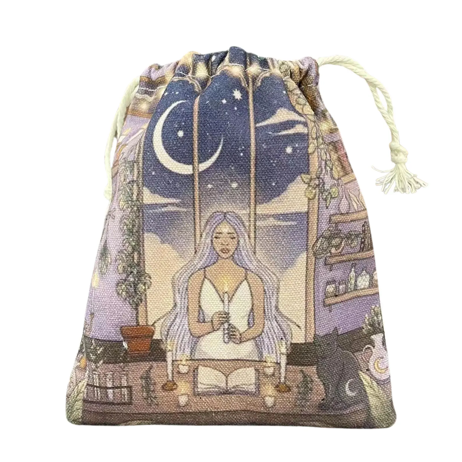 Card Storage Tarot Veet Bag Double Printed Mini Drawstring Crystal Package Board Games smile