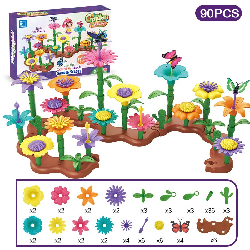 Girls DIY Flower Garden Toys Building Blocks Kids Toddlers Playset Bouquet 2025 new Creative Growing Floral Garden Parents-child Interct