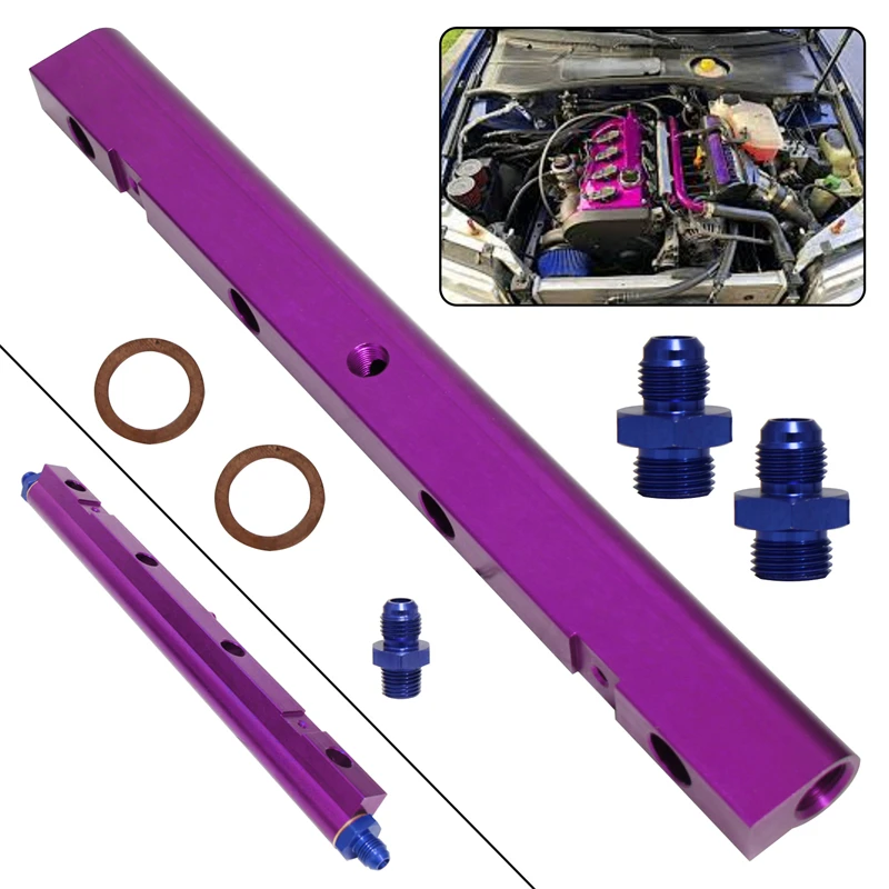 Aluminum High Flow Injector Fuel Rail kit Fits For Audi VW Golf GTI Jetta GLI Passat Turbo 20V VAG A3 S3 1.8L Purple/Blue