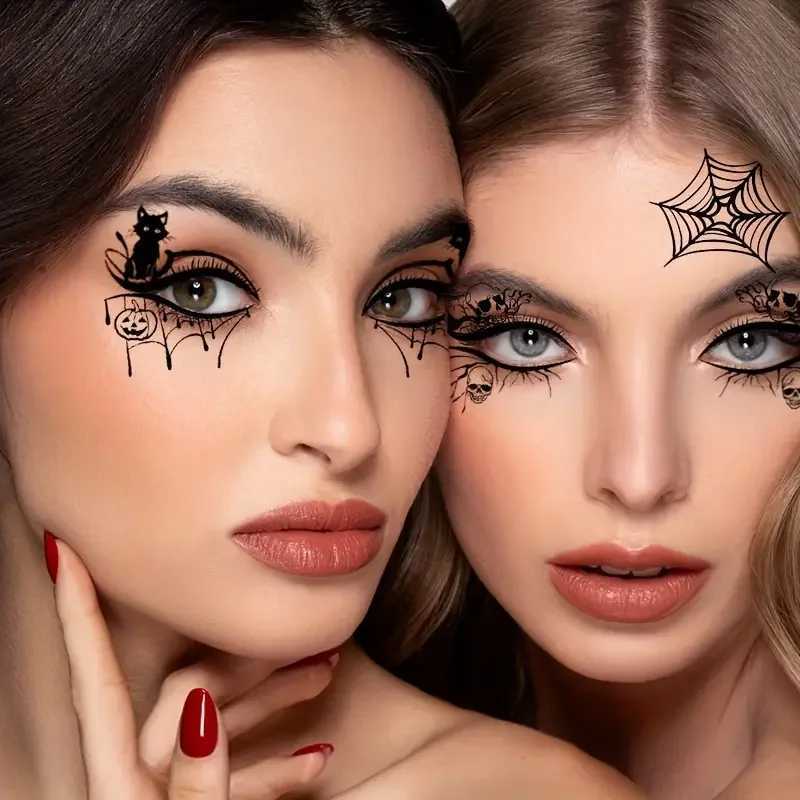 10 Halloween Removable Temporary Eye Tattoo Stickers Suitable for Realistic Tattoos Waterproof and Sweatproof Halloween Makeup W241109