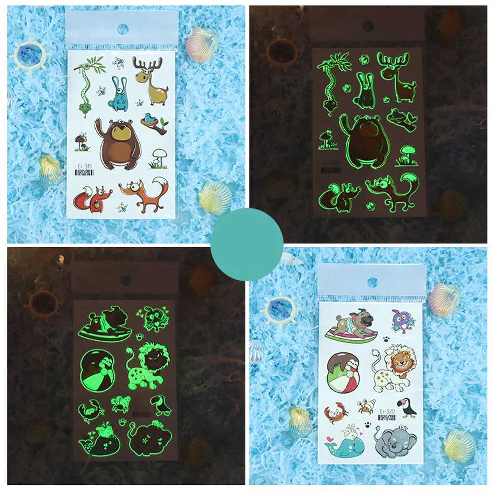 10 pieces of luminous dinosaur luminous waterproof temporary tattoo stickers mermaid lion sparkling tattoos childrens arm art fake tattoos W241109
