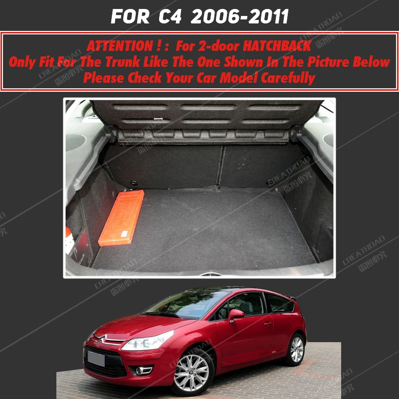 Car trunk mat for Citroen C4 Two doors 2006 2007 2008 2009 2010 2011 cargo liner carpet interior accessories cover