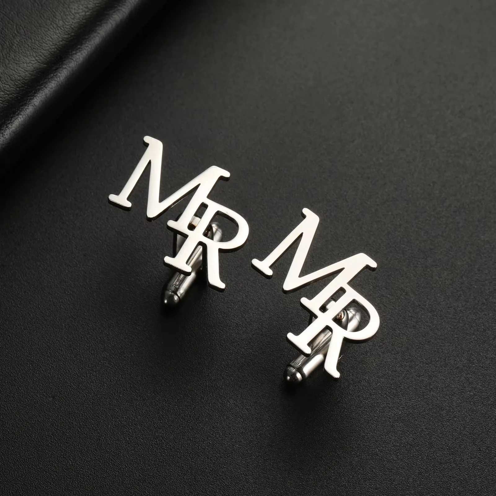 Customized mens stainless steel initial cufflinks the name of the best mens jewelry gift cufflinks for personalized groom wedding parties W241109