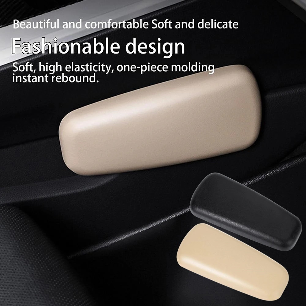 Car ddmysmile PU Leg Leather Knee Cushions Elbow Pad Auto Door Center Control Armrest Soft Pad Car Interior Leg Knee Thigh Support Cushion Smile