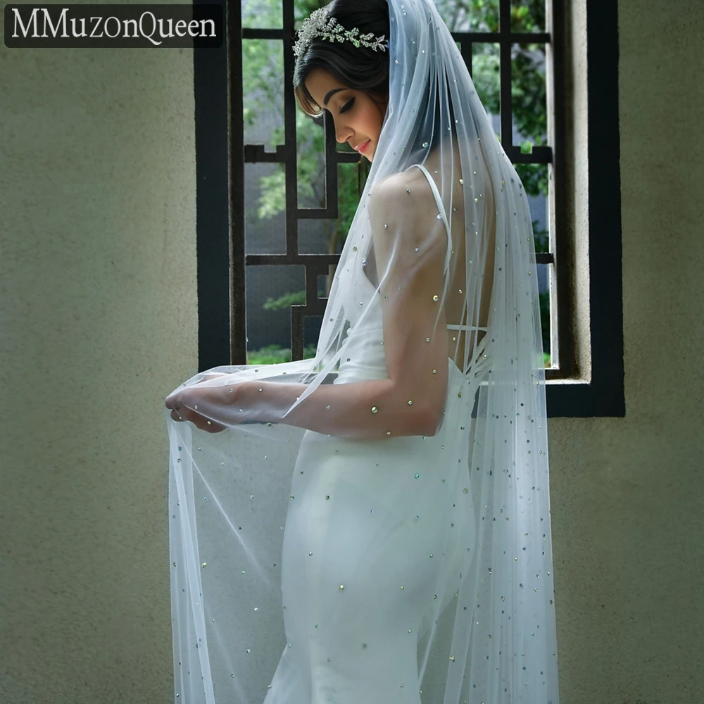 Romantic ddmysmile Dia Mza58c Colored Light And Thin Veil With Hair Comb Soft Handmade Bridal Wedding Waltz Length Veil Smile