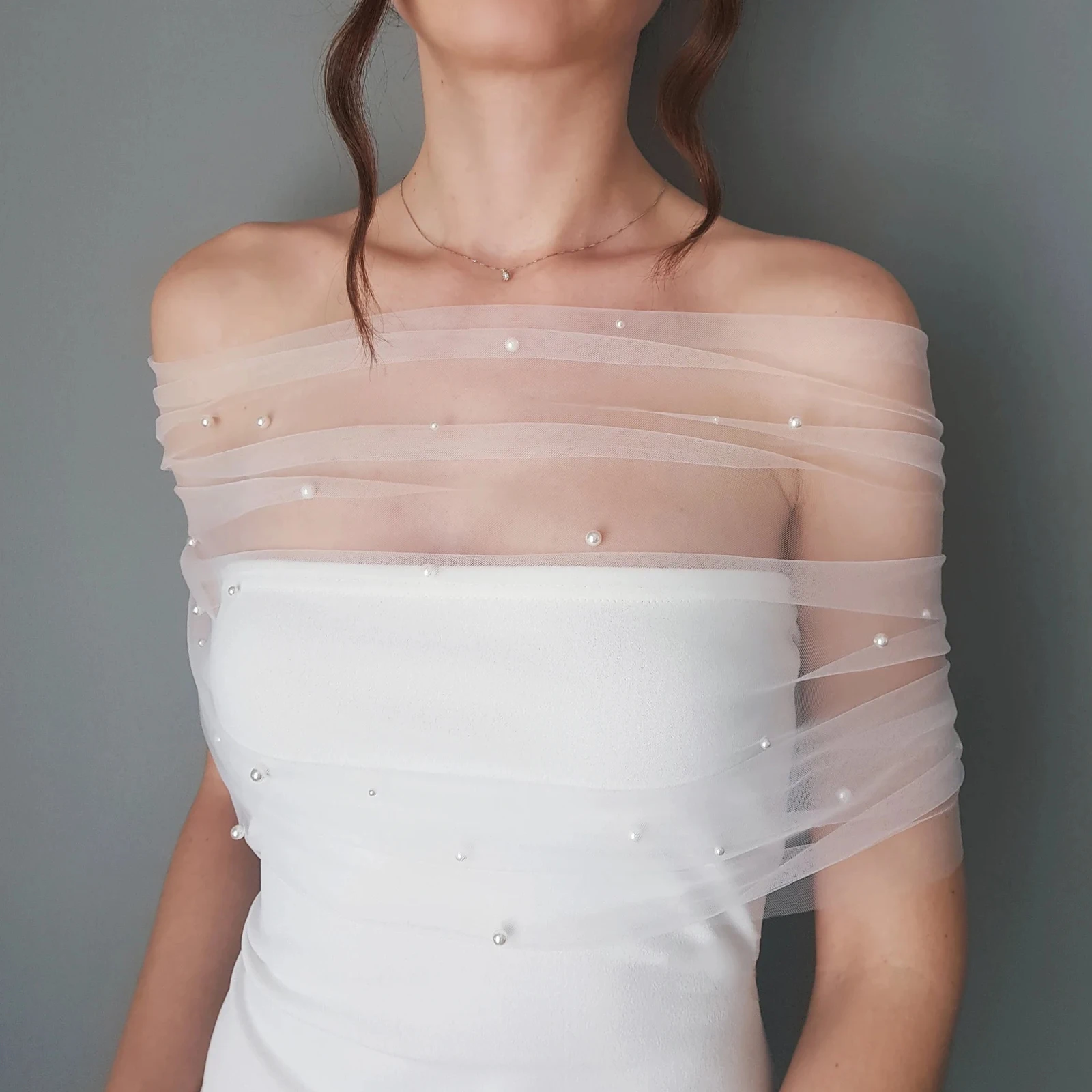 Wedding Jackets Pearls Vg73 Beaded Top Wrap See-Through Bolero Bridal Vest Short Wedding Shawl Bachelorette Party ddmysmile Accessories Smile