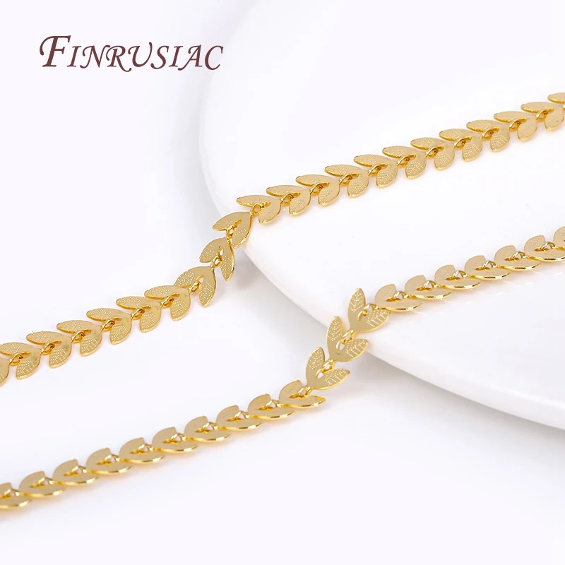Brass Metal Plated Gold Leaf Chains For Earrings Necklace Accessories High Quality Jewelry Chains DIY Jewelry Findings smile