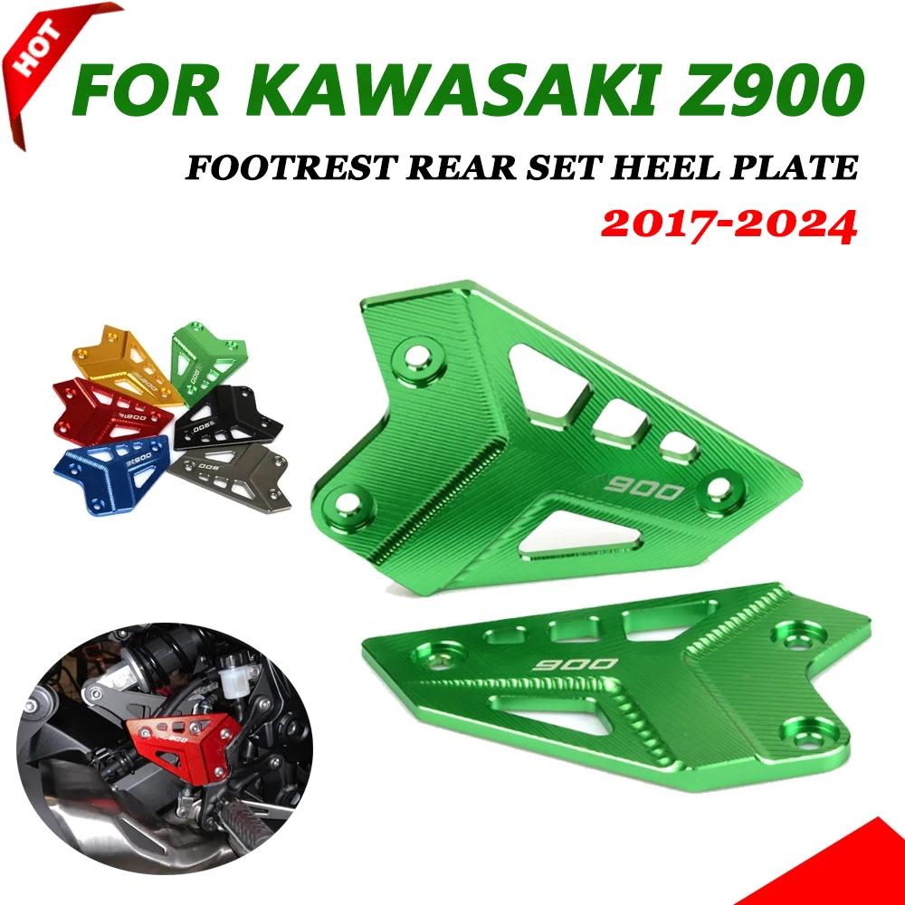 Motorcycle FootPeg Footrest Rear set Heel Plates Guard Protector For KAWASAKI Z900 Z 900 2017 - 2021 2022 2023 2024 Accessories