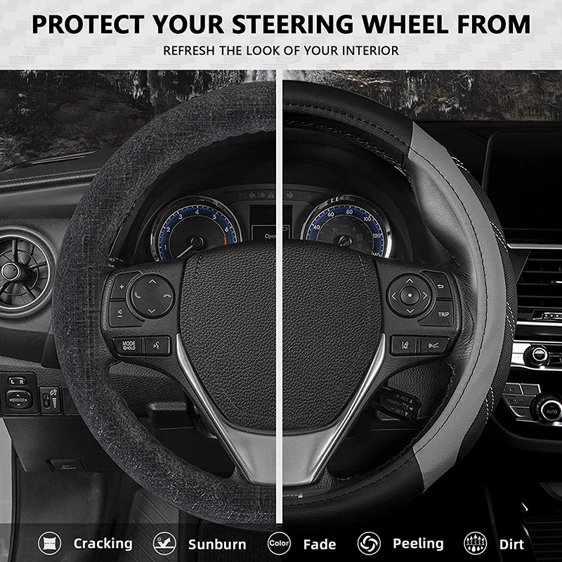 2025 Microfiber Leather Steering Wheel Cover 15inch Universal Fit for Car, Truck, new SUV, Van,Durable Anti-Slip Car Steering Wheel Cover