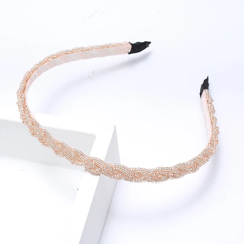 ddmysmile Crystal Beaded Simple Handmade Headbands Braid Hairbands For Women Girls Hair Accessories Smile
