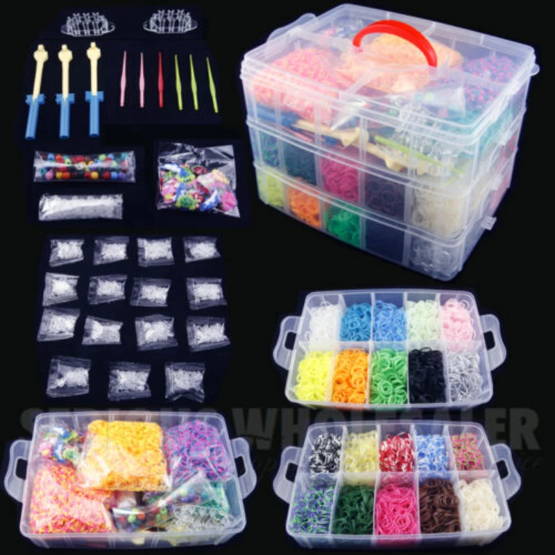 DIY Hand Made Rubber Bands Twist Loom Set Rubber Bands Kits Friendship Bracelet Maker Making Kit for Kids In Stock