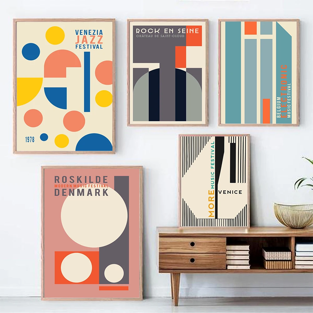 Modern Music Fest Denmark Poster Electronic Music Festival Prints Rock En Seine Venezia ddmysmile Jazz Wall Art Pictures Living Room Decor Smile