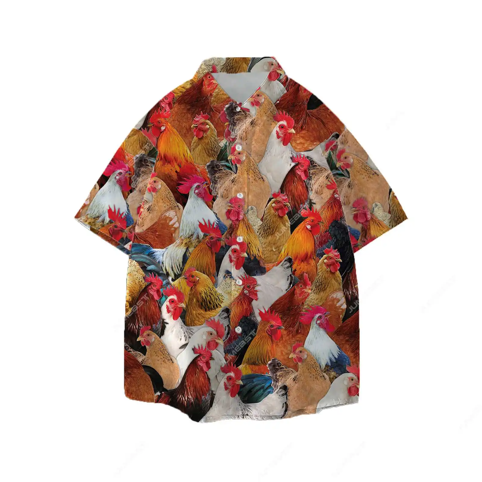 Rooster 3D Jumeast Turkey Printed Men Hawaiian Aloha Shirts Y2K Vintage Beach Unisex Baggy Blouse Chicken Farm Clothing Shirty smile