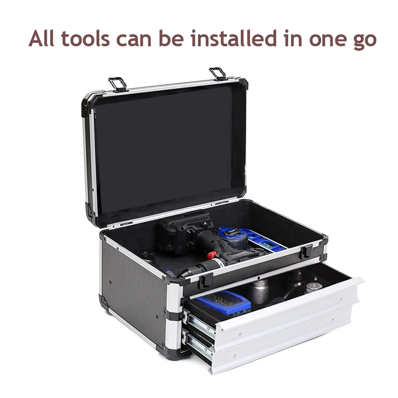 Aluminum Alloy Toolbox Portable Equipment Instrument Double Drawer Tool Box Empty Large Household Hardware Tool Suitcase