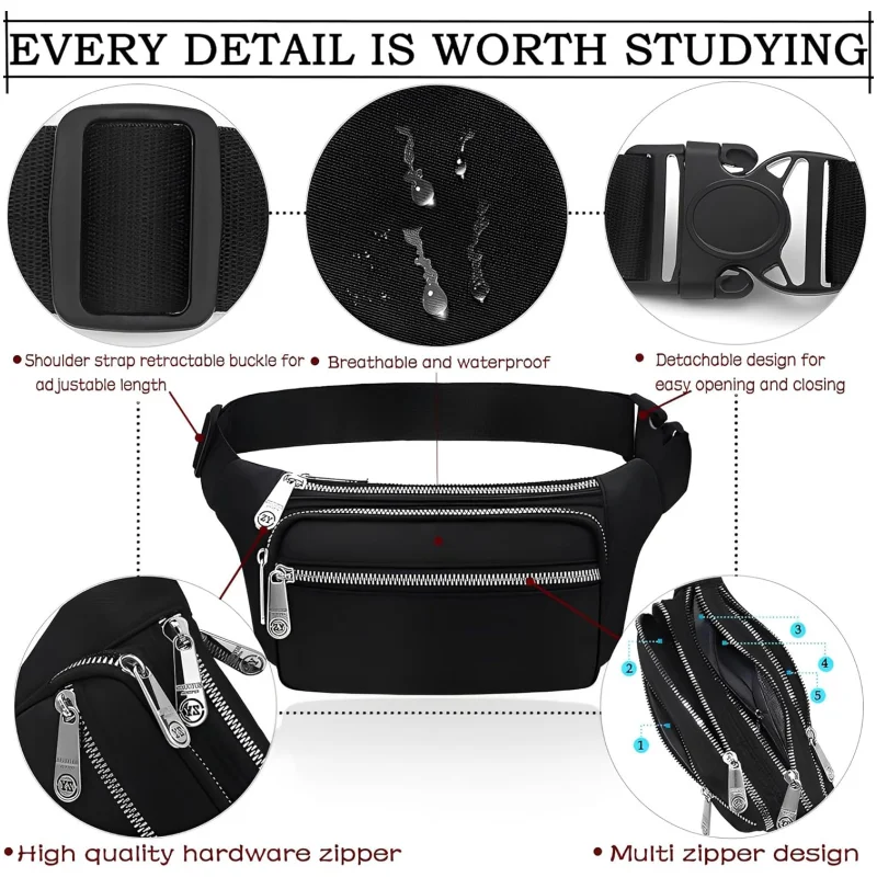 Fanny Waist Bag Waterproof Pack Running Waist Pack Bag Adjustable Belt Waistpacks For Men And Women Outdoor Sport Hiking ddmysmile Travel Smile