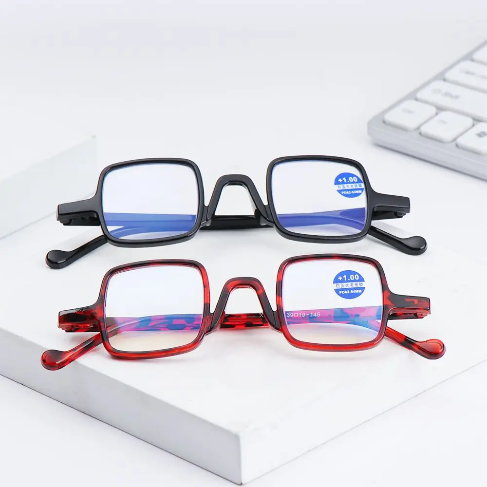 Printed Flower Vintage Square Anti Blue Light Reading Glasses Men Women Retro Presbyopic Computer Eyeglasses Hyperopia Eyewear smile