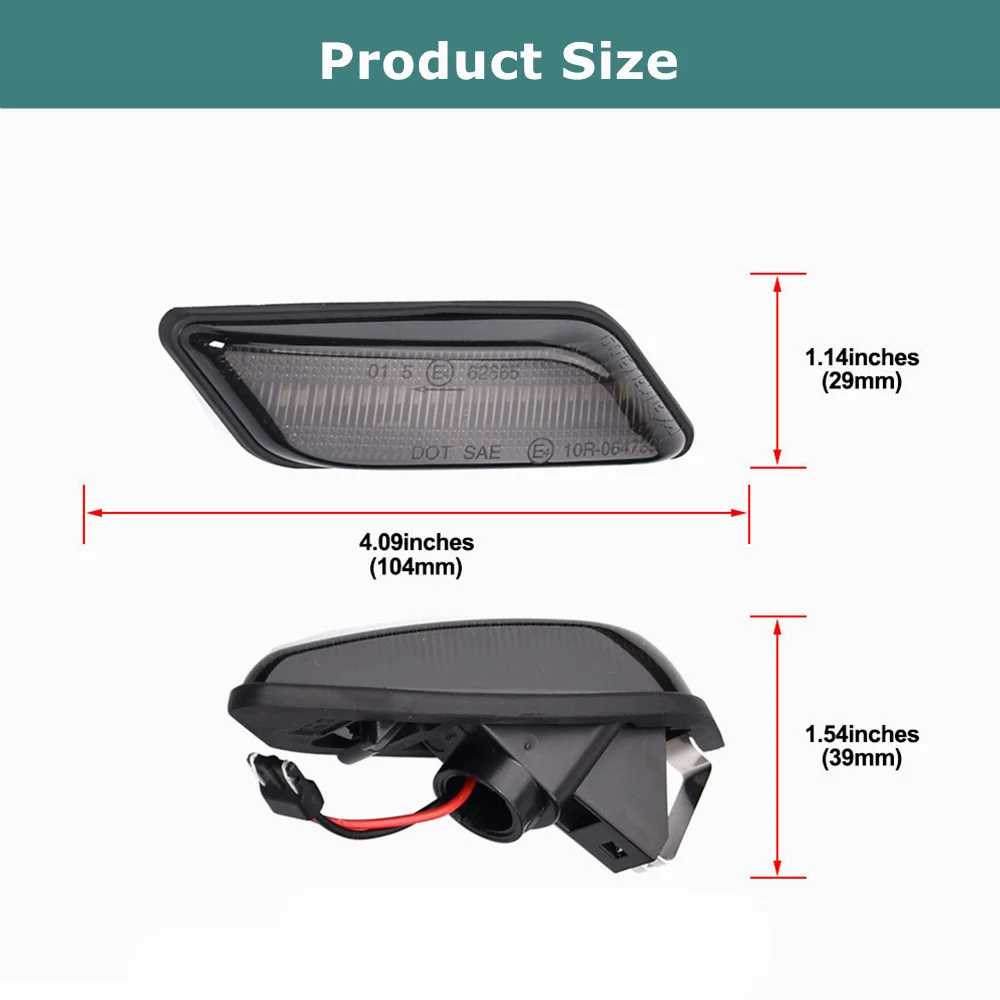 2PCS For BMW Z3 E36 Coupe Roadster 1995-2002 Dynamic LED Side Marker Lamp Turn Signal Light 63132493613