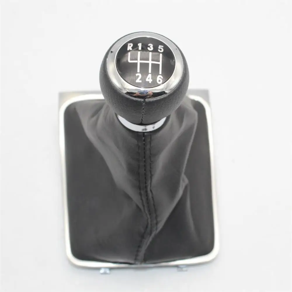Passat B6 2006 For 2007 2008 2009 2010 Car-Styling 6 Speed Gear Stick Shift Knob With PU Leather Boot smile