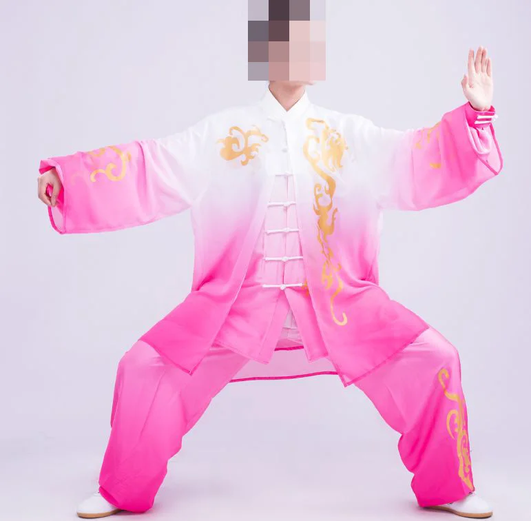 Summer&Spring chi unisex Tai suits gradient three-piece suit martial arts clothing kung fu uniforms blue/purple/gray smile