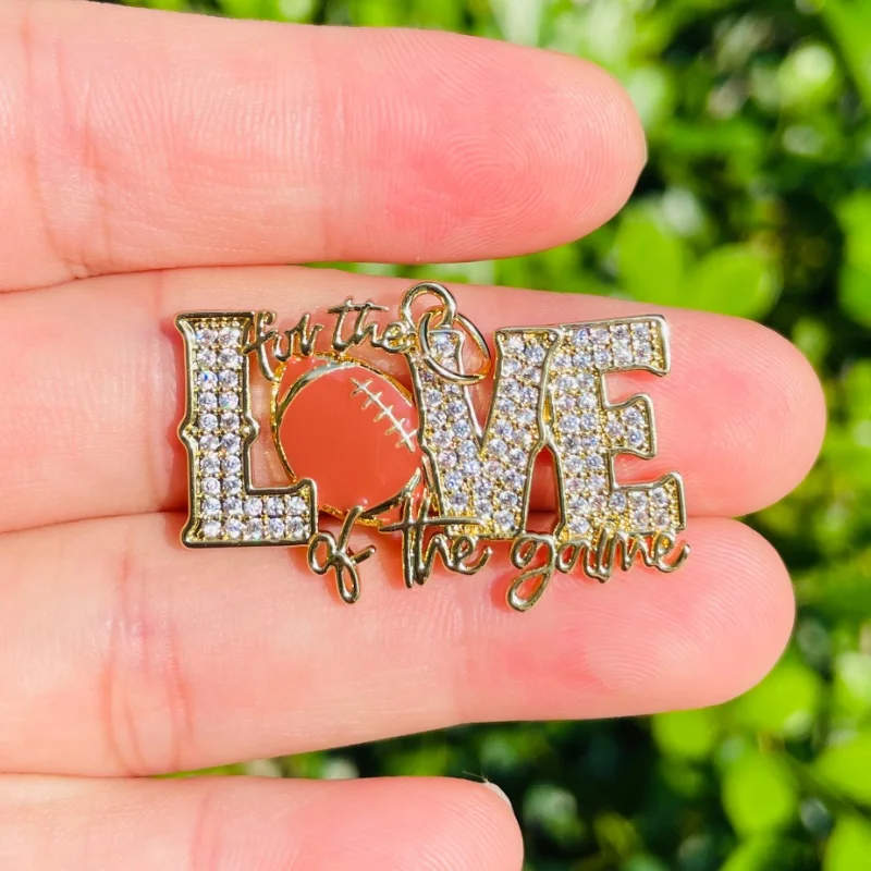5pcs American Football FOR THE LOVE OF THE GAME Word Charms Pendants for Women Bracelet Necklace Making Girl Jewelry Accessories