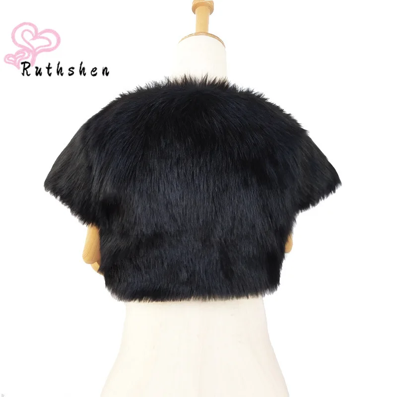Ivory Bolero Women Wedding Black Coak Bridal Cape Short Sleeves Faux Fur Fall Winter Jacket ddmysmile For Bride Party Shawl Smile